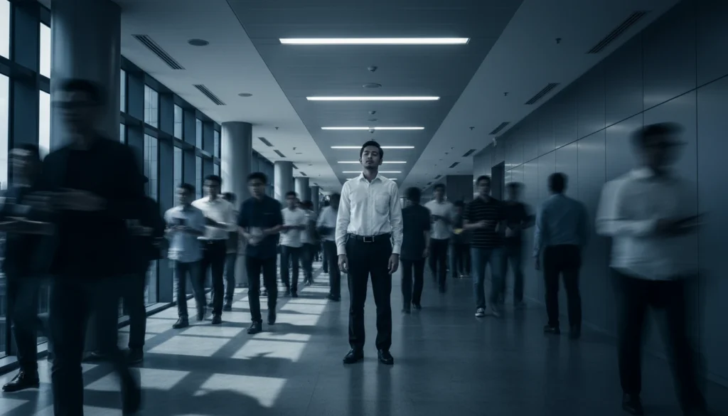 ilustrasi seorang pekerja merasa kelelahan disaat commuting